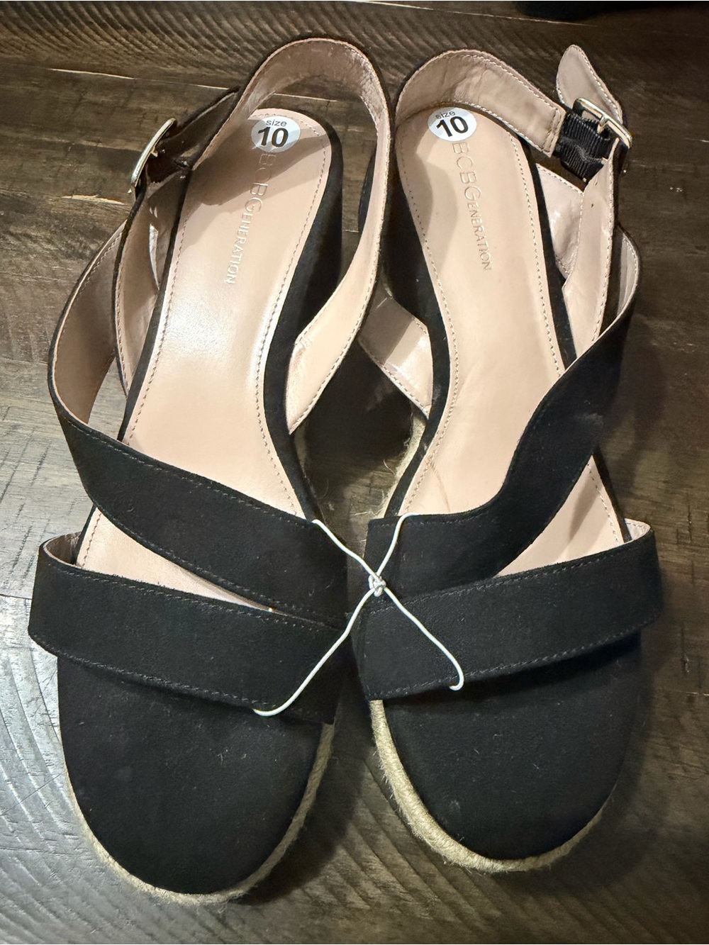 BCBGeneration Black Cross-Strap Slingback Sandals